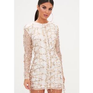 Freyana Sequin Detail Long Sleeve Bodycon Dress